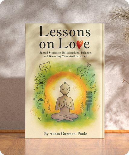 Lessons on Love — the book standing in warm light